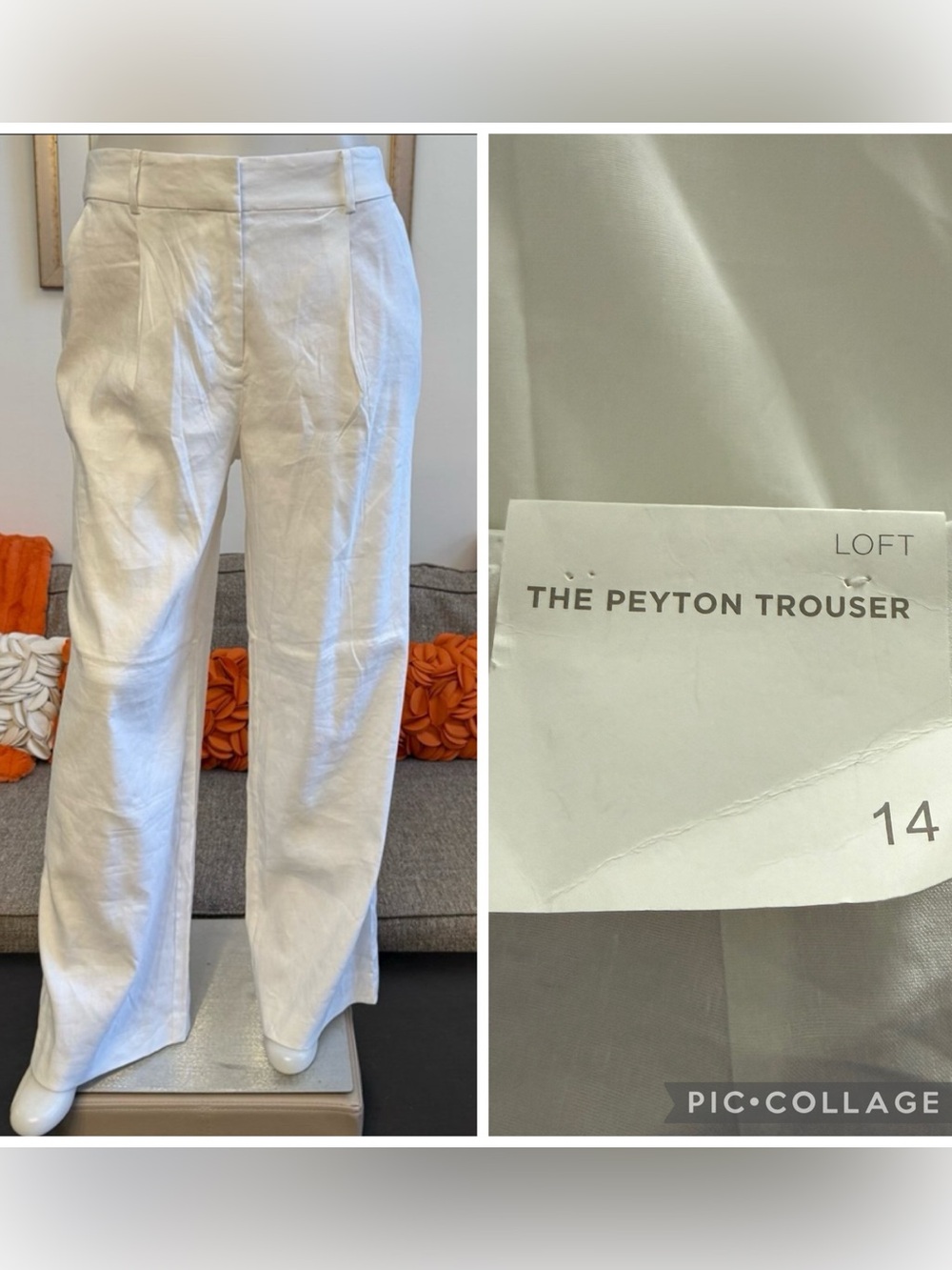 NWT LOFT White The Peyton Trouser Pants in Linen Blend